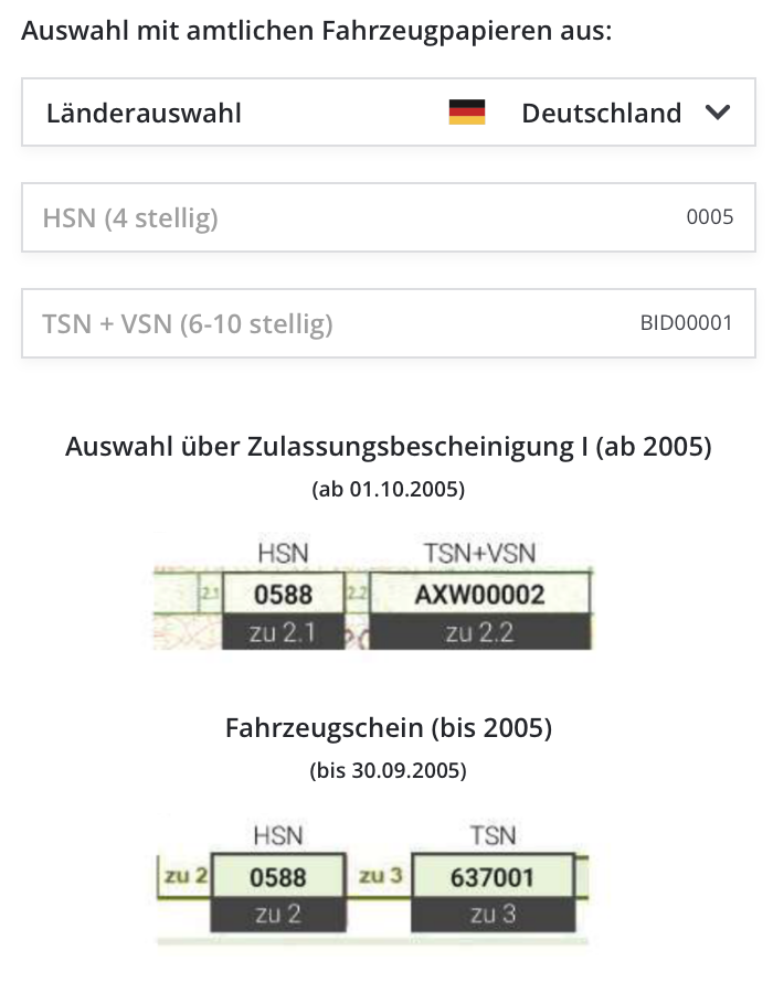 Fahrzeugwahl